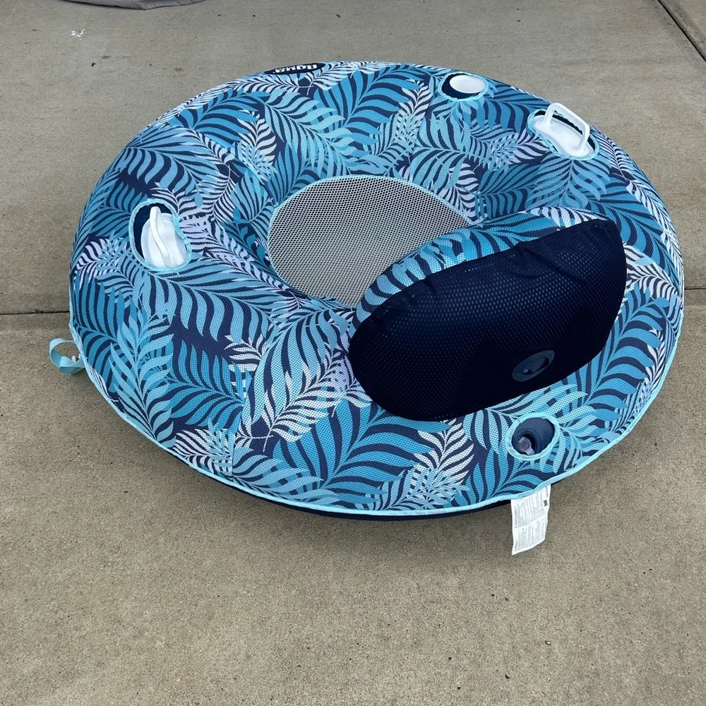 Aqua Leisure 48” River Raft Blue Leaf Pattern Float - Picture 3 of 3